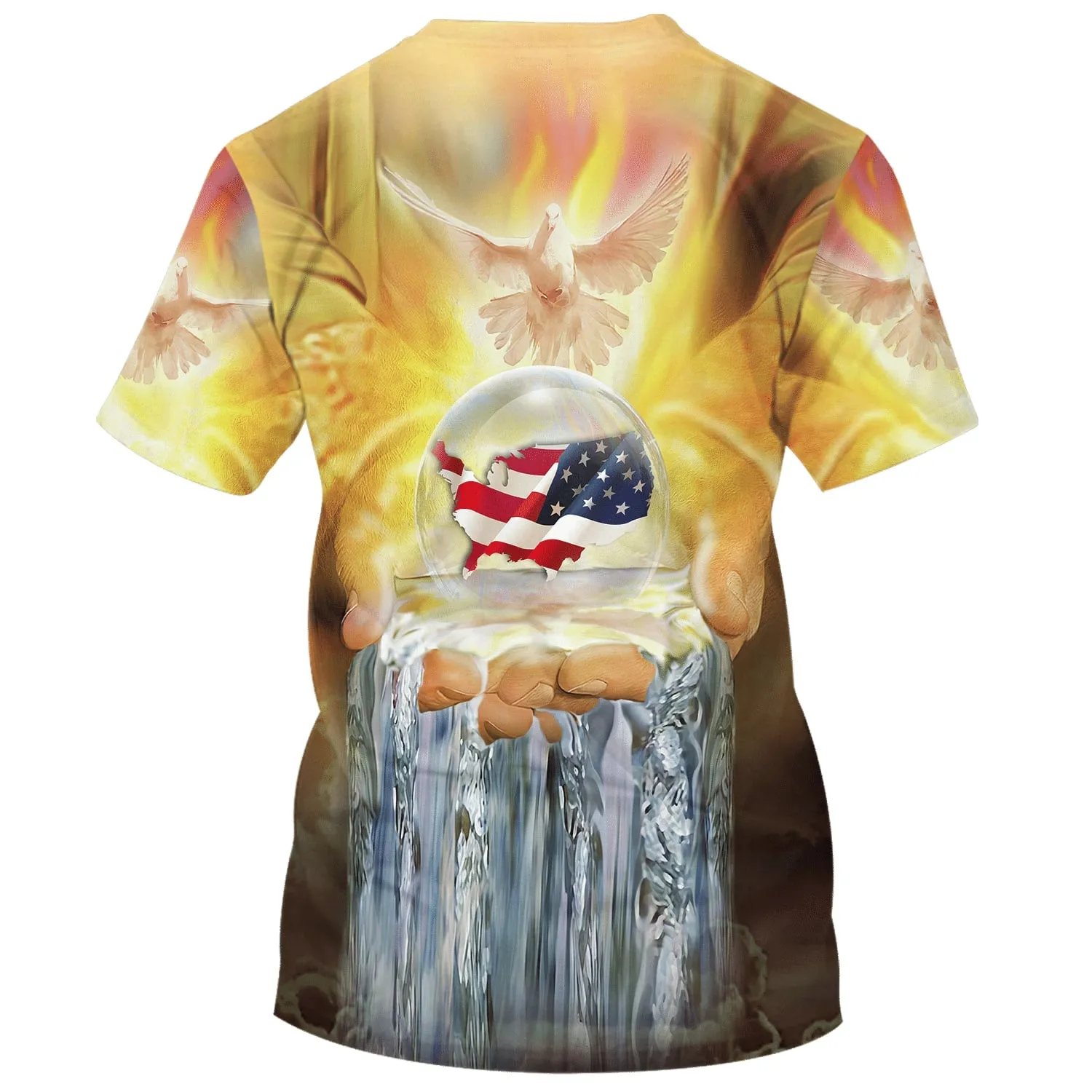 One Nation Under God Hand Hold Earth Dove 3d Shirts - Christian T Shirts For Men And Women