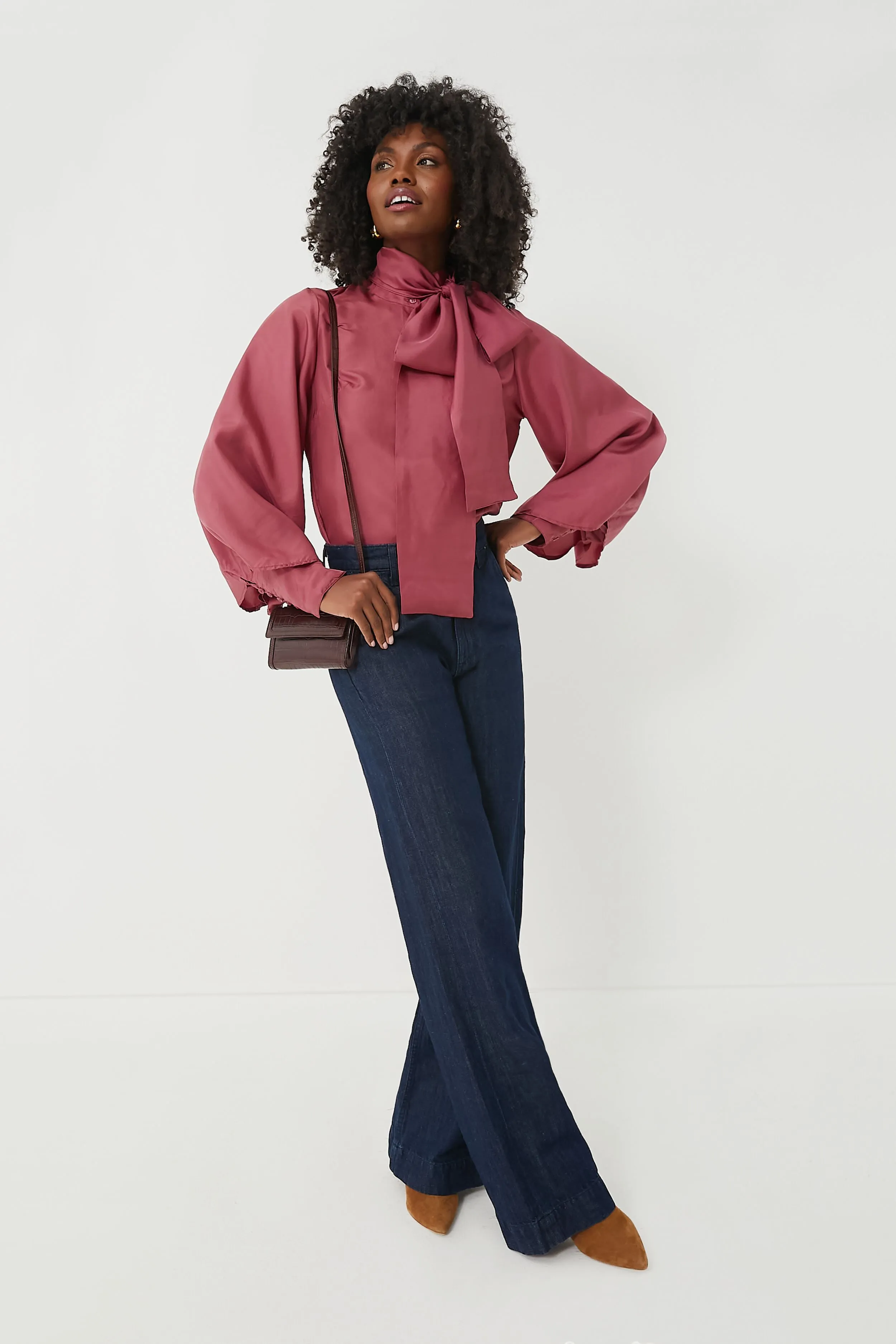 Plum Washed Silk Gigi Top