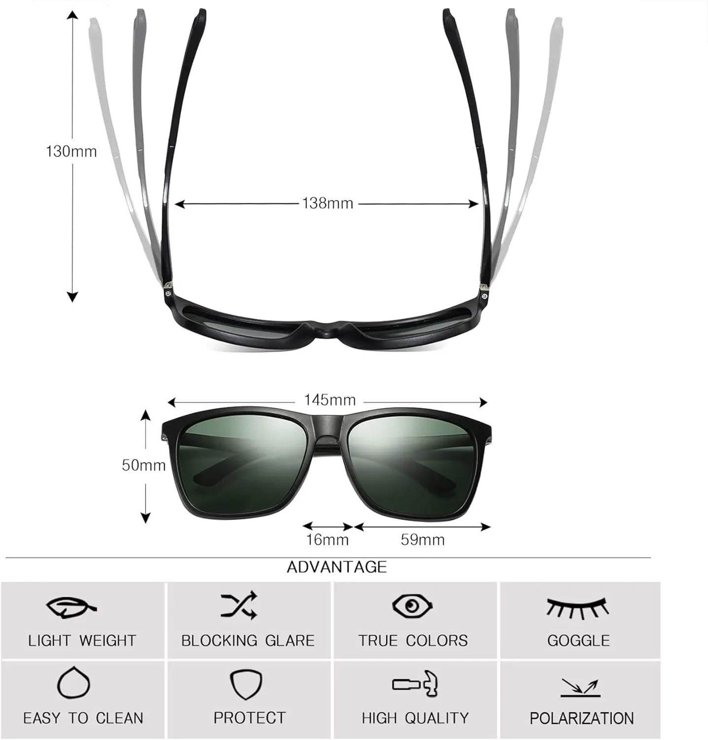 Polarized Sunglasses for Men Aluminum Mens Sunglasses Driving Rectangular Sun Glasses For Men/Women
