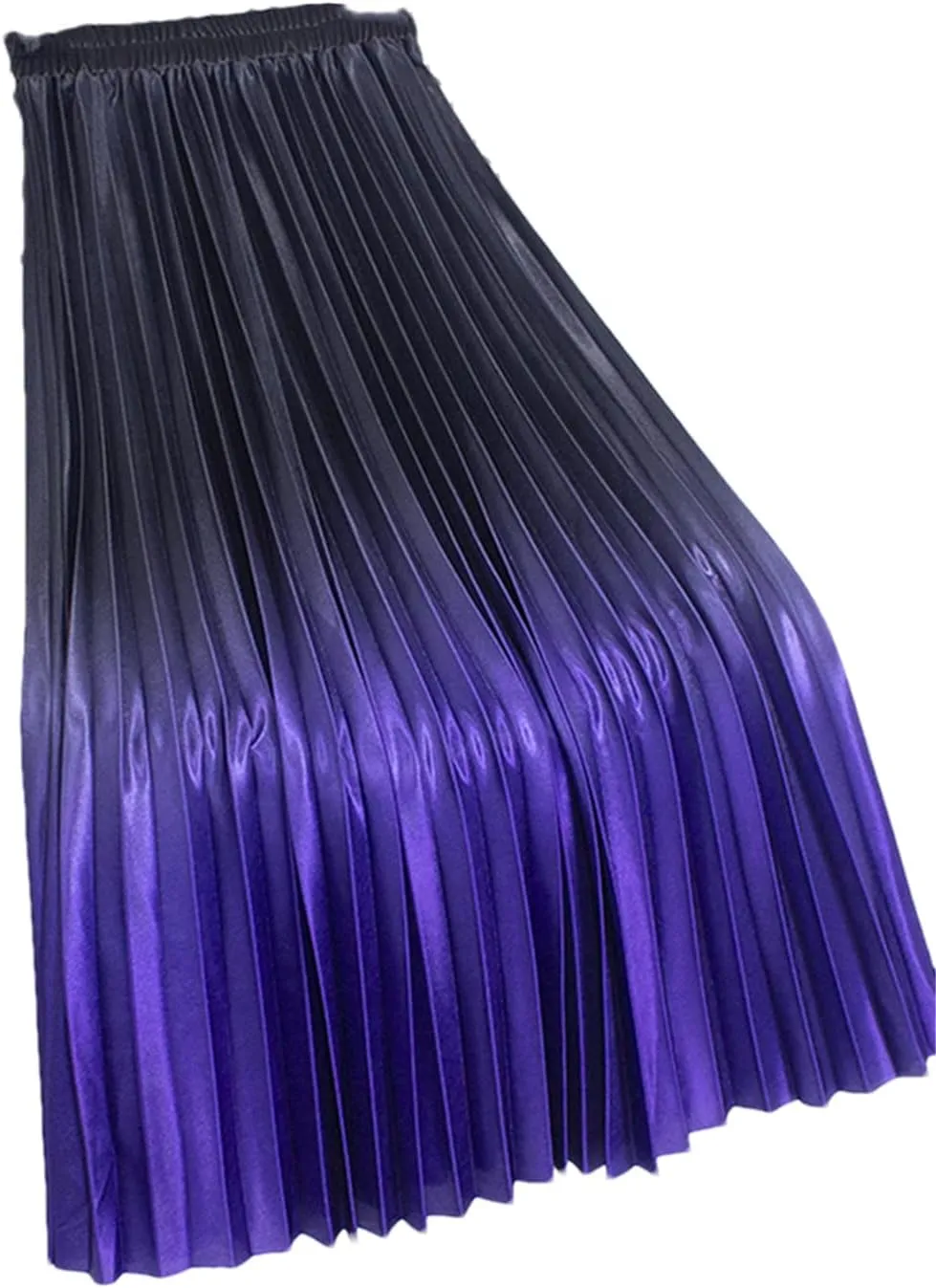 Pulcykp Gradient Long Skirt Women Casual A Line High Waist Pleated Midi Skirt