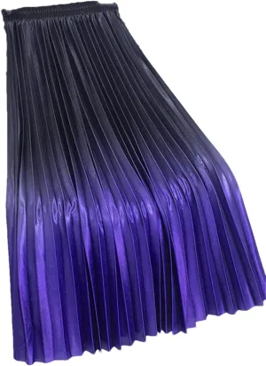 Pulcykp Gradient Long Skirt Women Casual A Line High Waist Pleated Midi Skirt