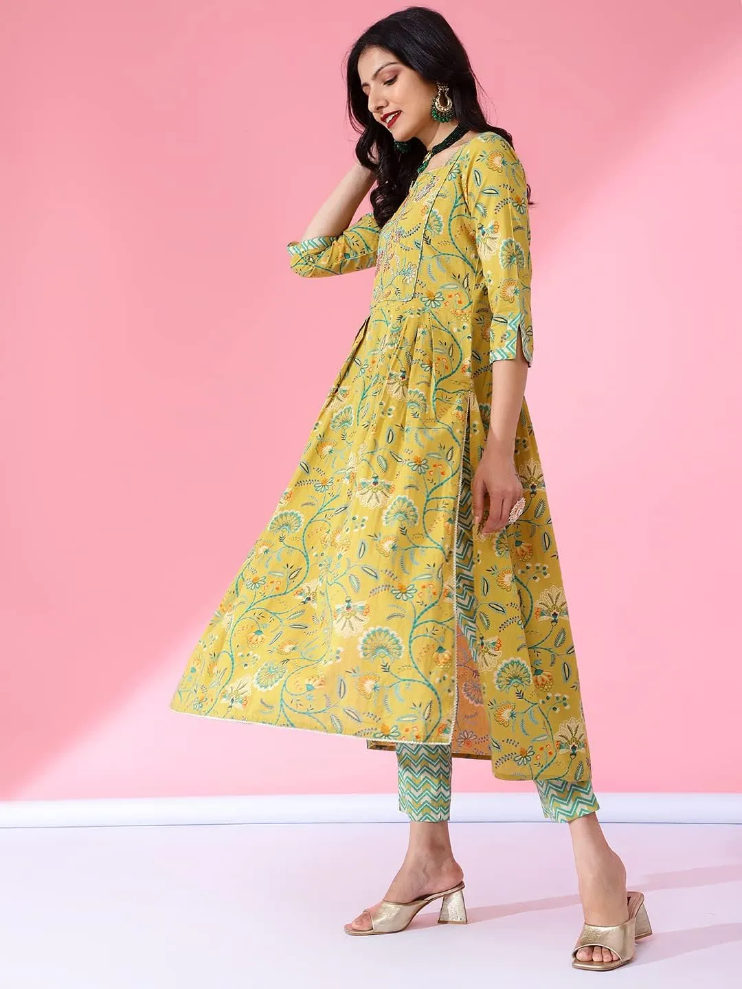 Pure Cotton Kurta Set with Pant & Dupatta, Ready to Wear Indian Suit Set, Traditional Indian Clothing Set