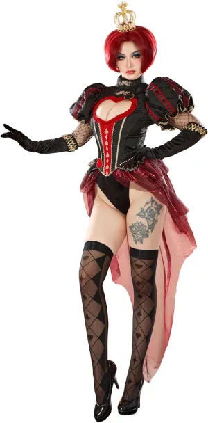 Queen Cosplay Costume for Women Cutout Jumpsuit Sexy Cosplay Bodycon Outfit Hollow Bodysuit with Crown