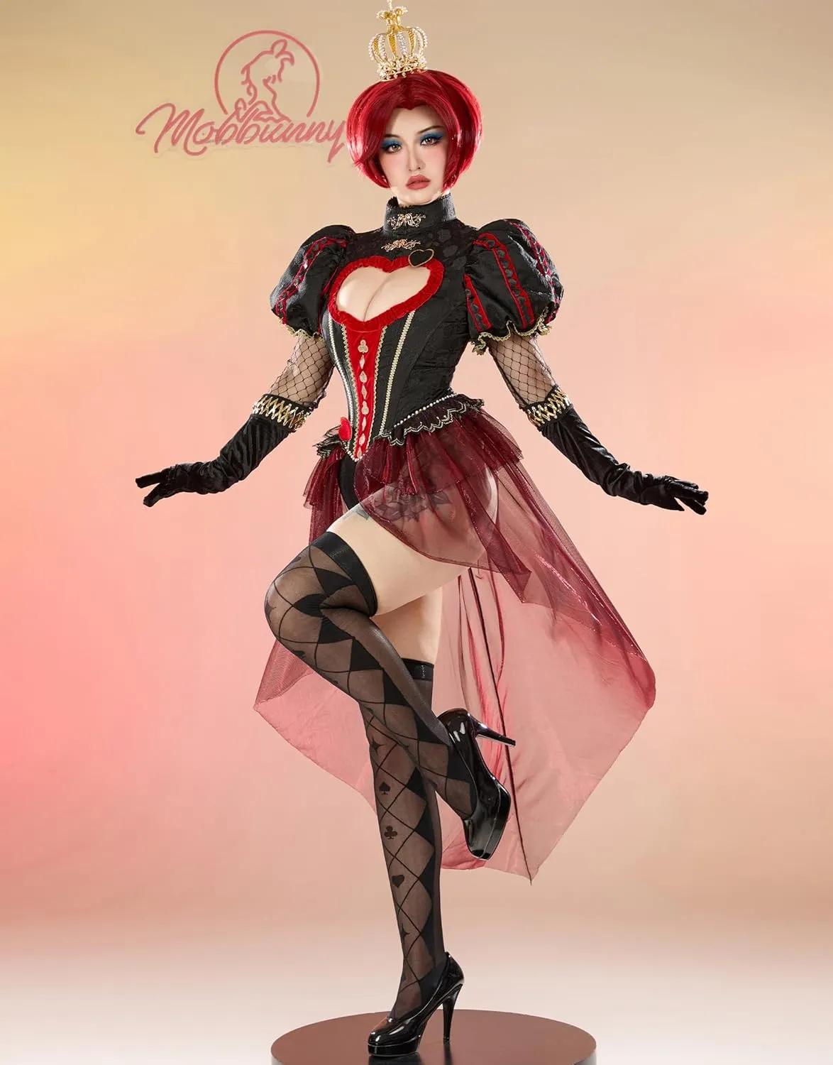 Queen Cosplay Costume for Women Cutout Jumpsuit Sexy Cosplay Bodycon Outfit Hollow Bodysuit with Crown