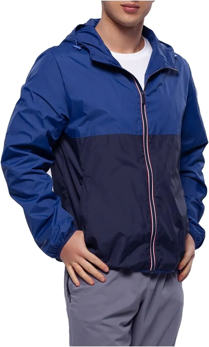 Rokka&Rolla Men's Lightweight Packable Windbreaker Water-Resistant Weatherproof Jacket