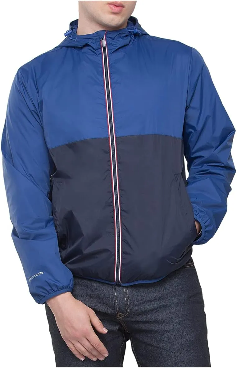 Rokka&Rolla Men's Lightweight Packable Windbreaker Water-Resistant Weatherproof Jacket