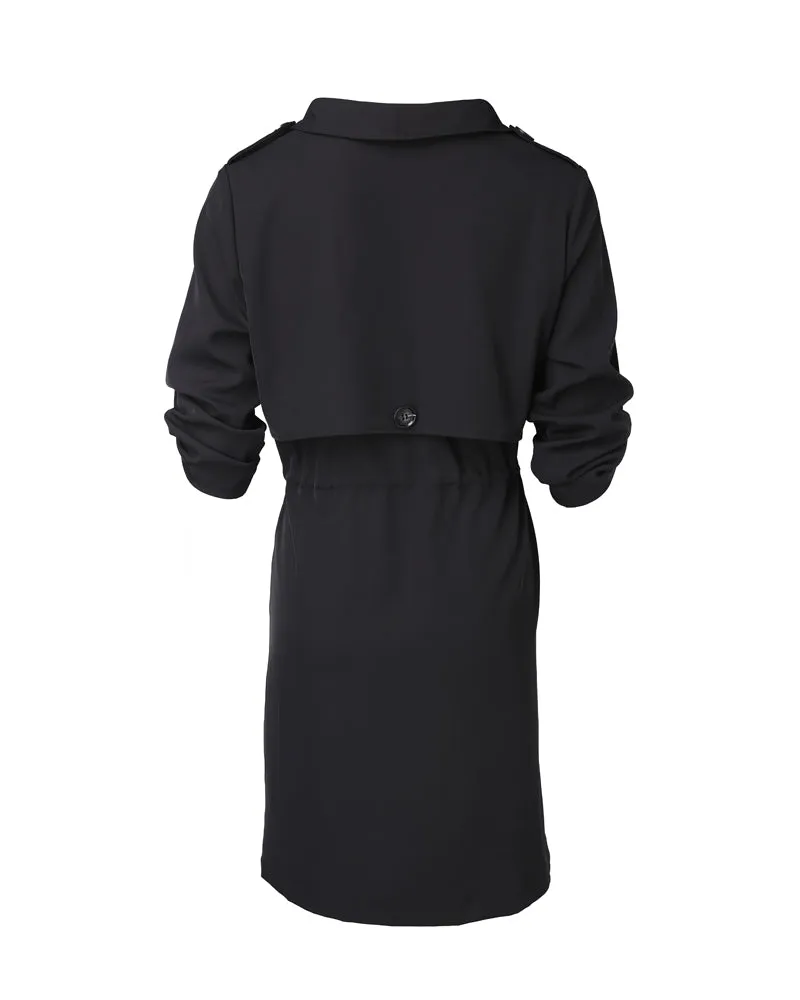 Roll Tab Sleeve Drawstring Trench Coat