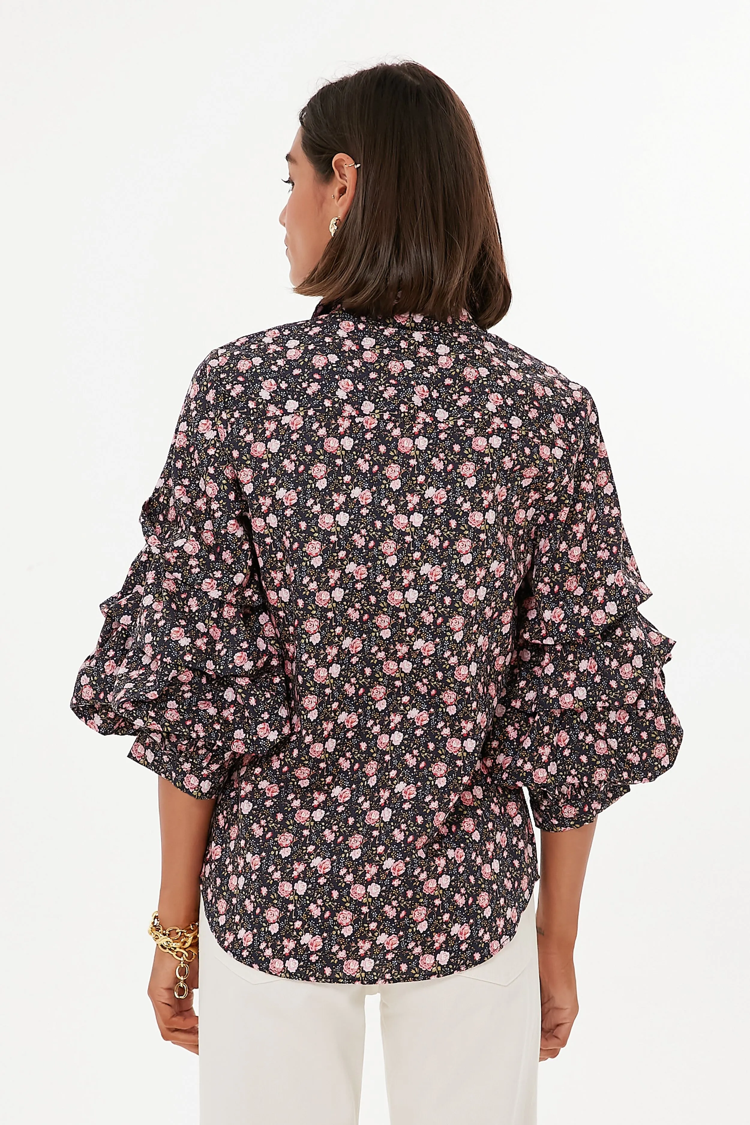 Ruffle Sleeve Button Down Noah Blouse