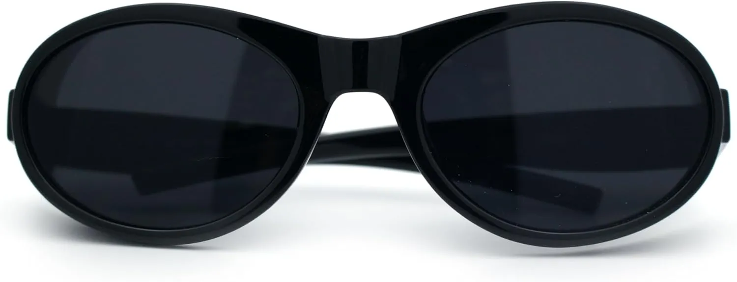 SA106 Retro Apocalyptic Oval Deep Windbreaker Side Visor Plastic Sunglasses