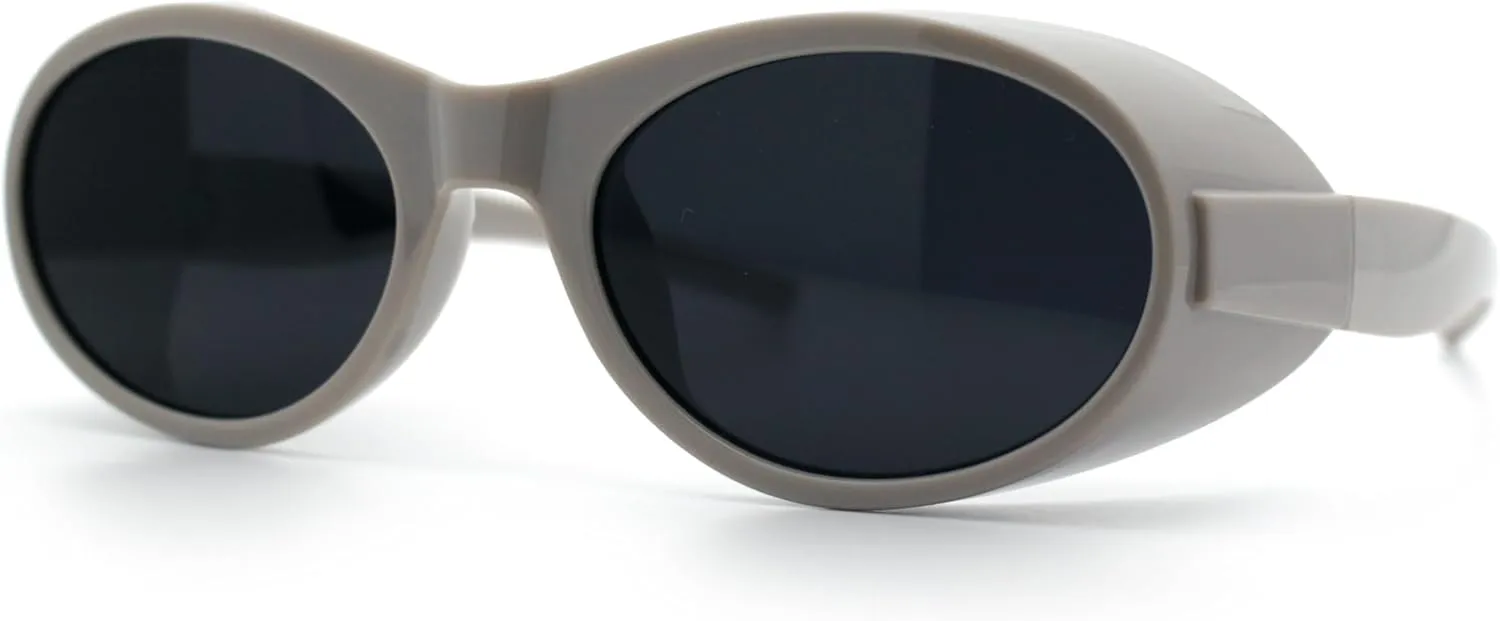 SA106 Retro Apocalyptic Oval Deep Windbreaker Side Visor Plastic Sunglasses