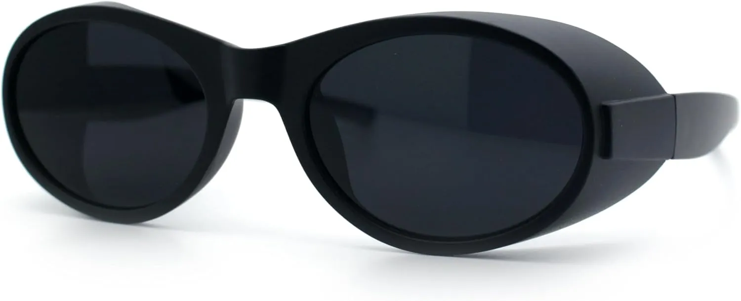 SA106 Retro Apocalyptic Oval Deep Windbreaker Side Visor Plastic Sunglasses