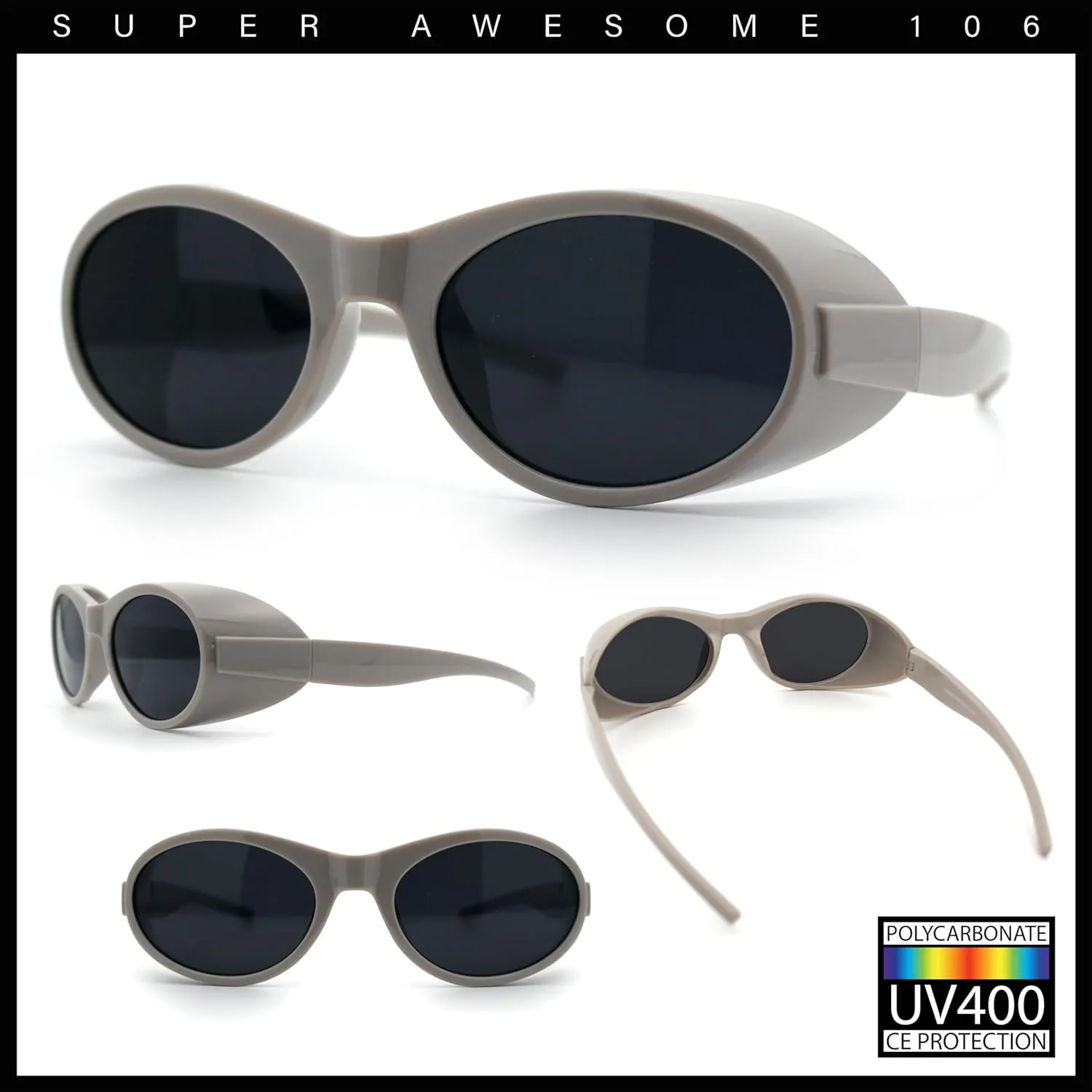 SA106 Retro Apocalyptic Oval Deep Windbreaker Side Visor Plastic Sunglasses