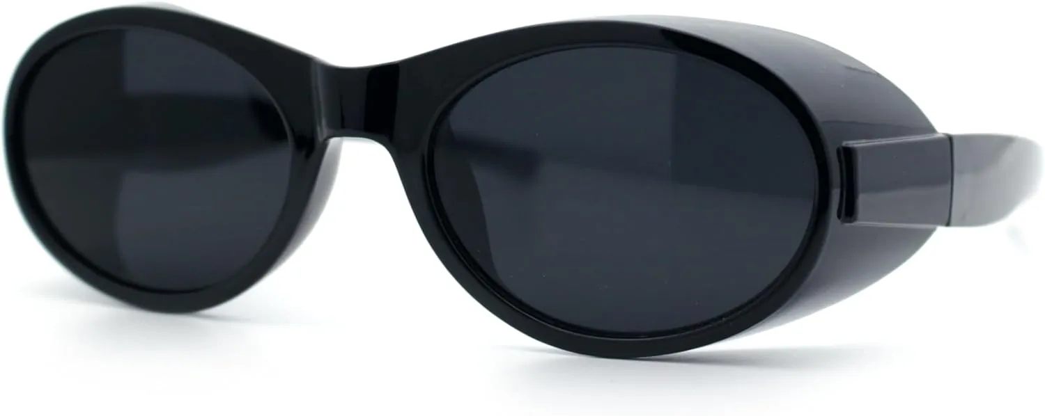 SA106 Retro Apocalyptic Oval Deep Windbreaker Side Visor Plastic Sunglasses