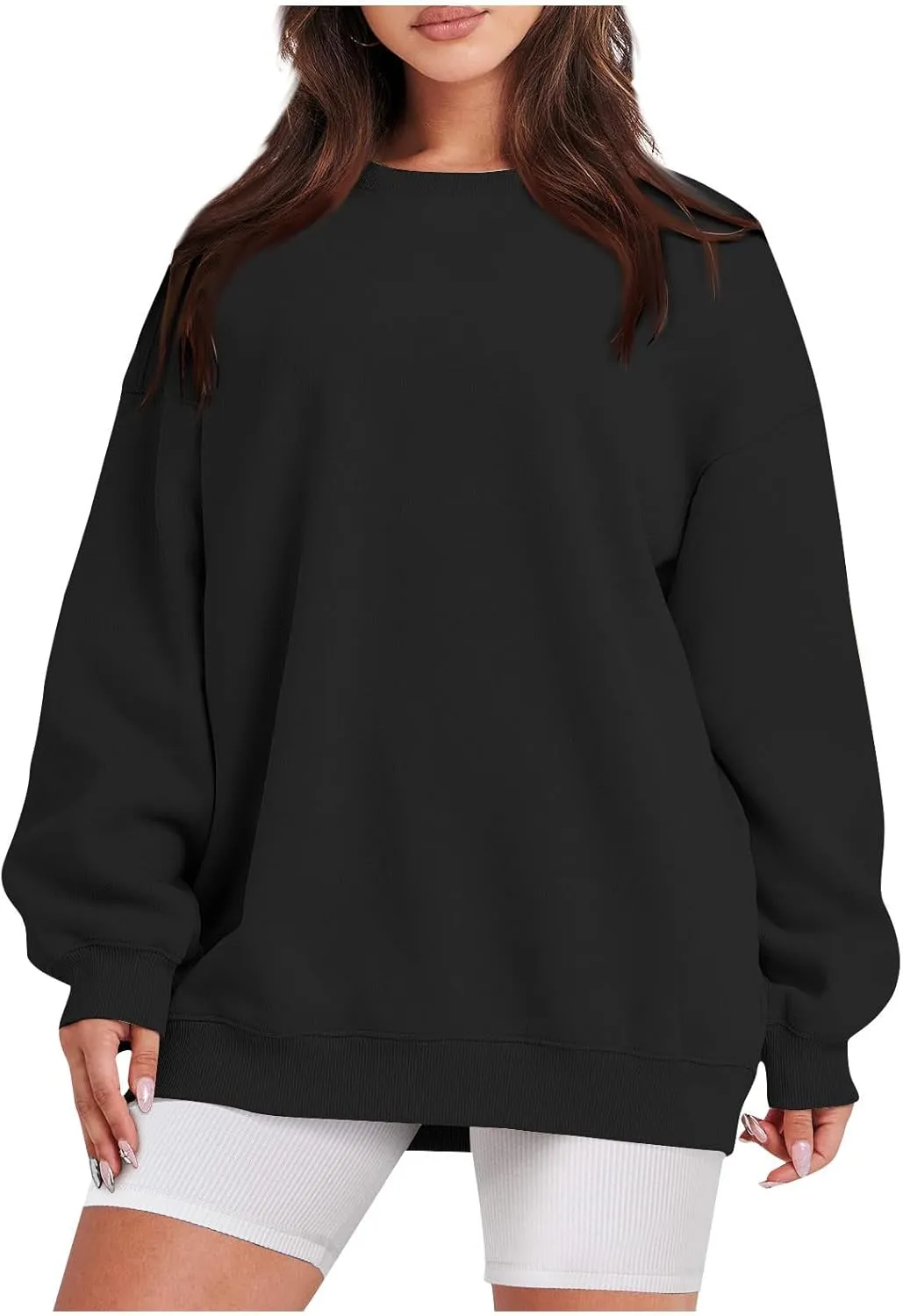 slqdgmryz Crew Neck Sweatshirts Women Oversized Preppy Sweatshirt Loose Fit Long Sleeve Fleece Pullover Crewneck Y2k Hoodie