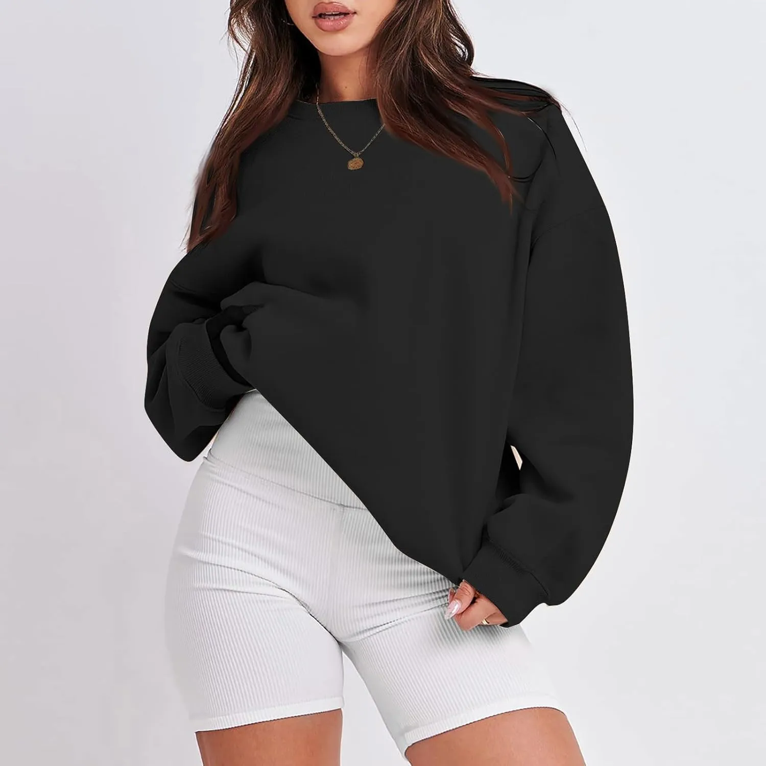 slqdgmryz Crew Neck Sweatshirts Women Oversized Preppy Sweatshirt Loose Fit Long Sleeve Fleece Pullover Crewneck Y2k Hoodie