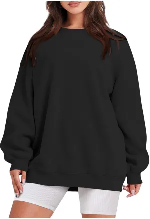 slqdgmryz Crew Neck Sweatshirts Women Oversized Preppy Sweatshirt Loose Fit Long Sleeve Fleece Pullover Crewneck Y2k Hoodie