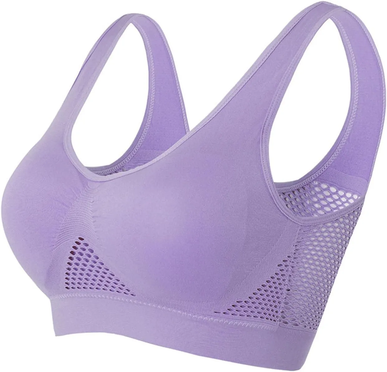 Sports Bras Women 2025 Wireless Hollow Breathable Cool Liftup Full Support Yoga Bra with Removable Pads 3 Pack