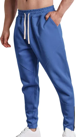 Sweatpants for Men Sport Tapered Joggers Mens Trendy Elastic Waist Solid Color Jogger Split Utility Fitted Cargo