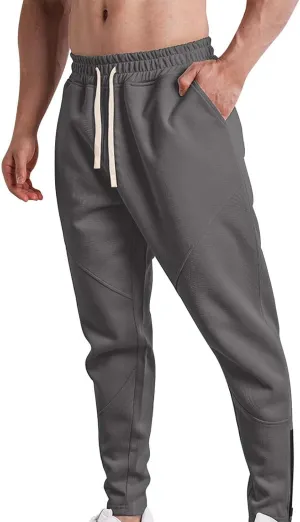 Sweatpants for Men Sport Tapered Joggers Mens Trendy Elastic Waist Solid Color Jogger Split Utility Fitted Cargo