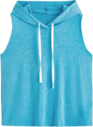SweatyRocks Women's Summer Sleeveless Hooded Tank Top T-Shirt for Athletic Exercise Relaxed Breathable