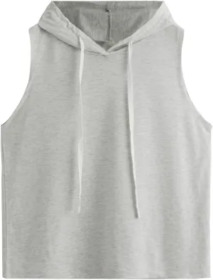 SweatyRocks Women's Summer Sleeveless Hooded Tank Top T-Shirt for Athletic Exercise Relaxed Breathable