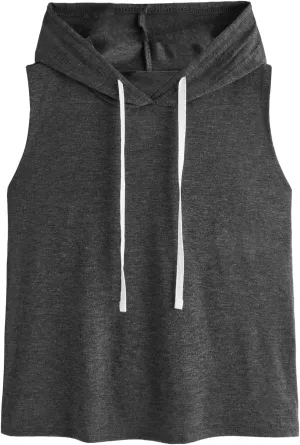 SweatyRocks Women's Summer Sleeveless Hooded Tank Top T-Shirt for Athletic Exercise Relaxed Breathable