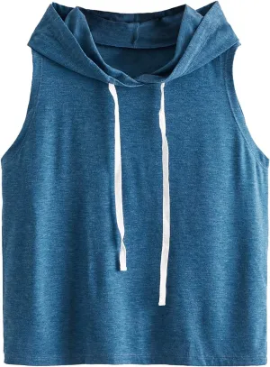 SweatyRocks Women's Summer Sleeveless Hooded Tank Top T-Shirt for Athletic Exercise Relaxed Breathable