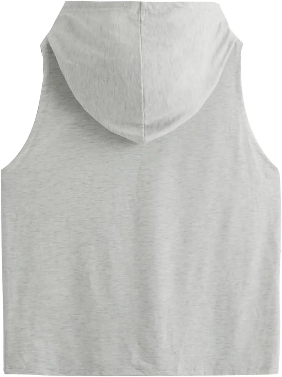 SweatyRocks Women's Summer Sleeveless Hooded Tank Top T-Shirt for Athletic Exercise Relaxed Breathable