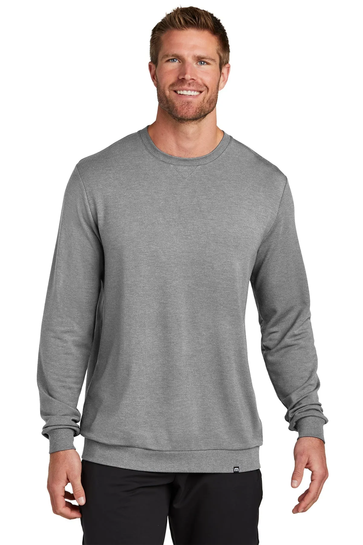 TravisMathew Custom Crew Sweatshirts, Light Grey Heather