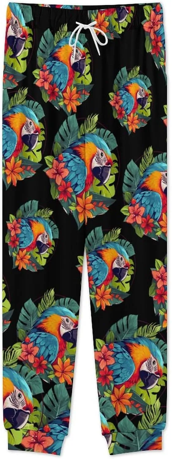 Tropical Parrots Mens Pajamas Set Long Sleeve Sleepwear Set Soft Underwear Set Loungewear