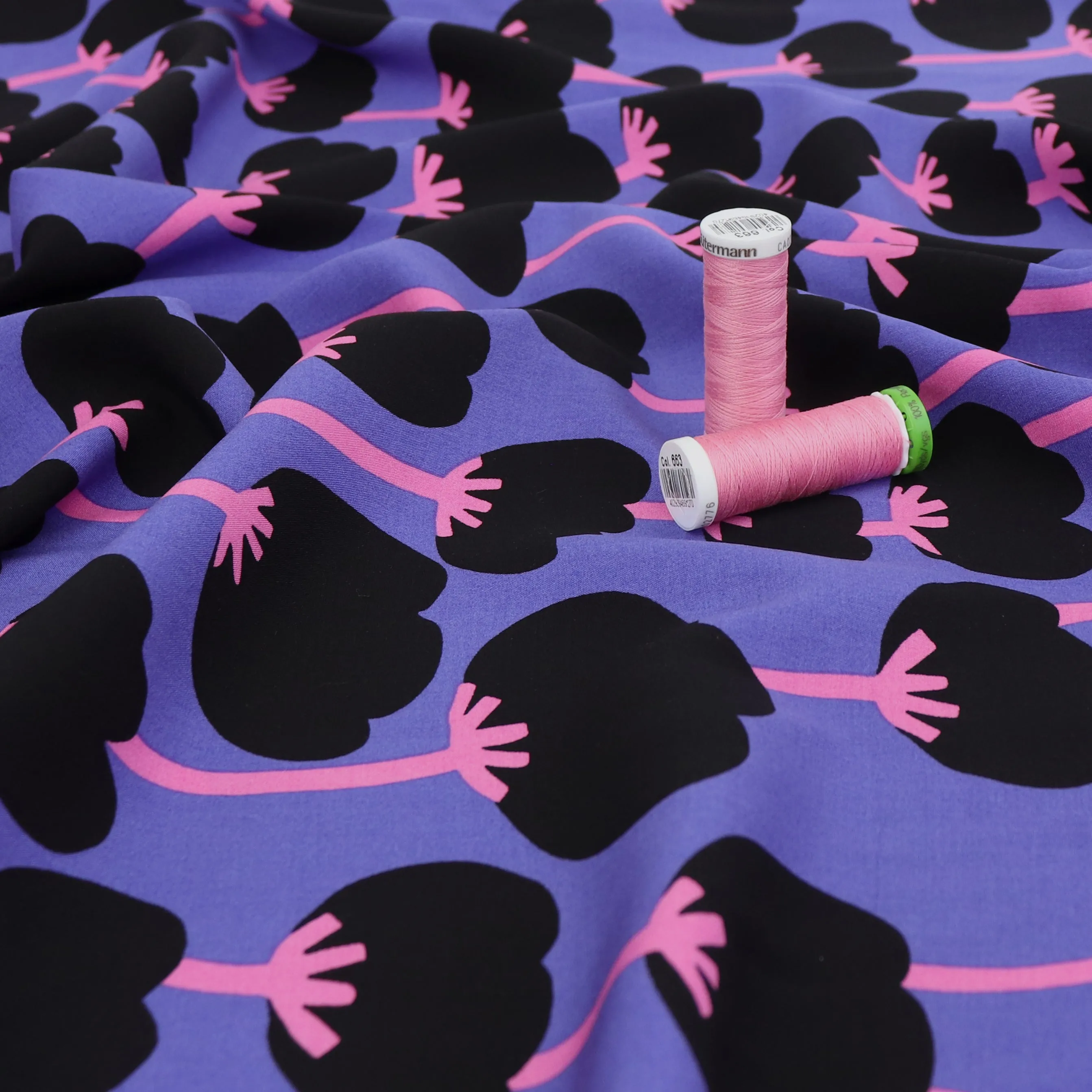 Viscose Lawn with Lenzing™️ EcoVero™️ viscose fibres - Nerida Hansen X Verhees Collab- Poppies Purple