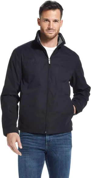 Weatherproof Mens Classic Lightweight Stand Collar Breathable Mesh-Lined Microfiber Windbreaker Jacket