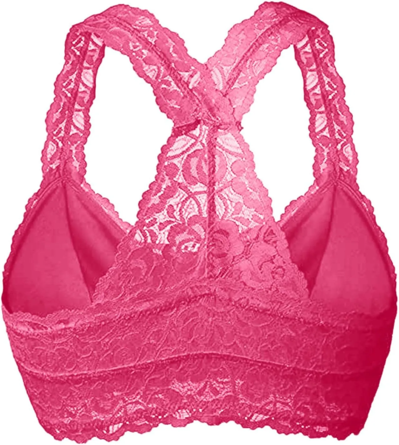 Women Floral Lace Halter Bralette Bra Padded Sexy Racerback Breathable Closure Wirefree Sports Bras