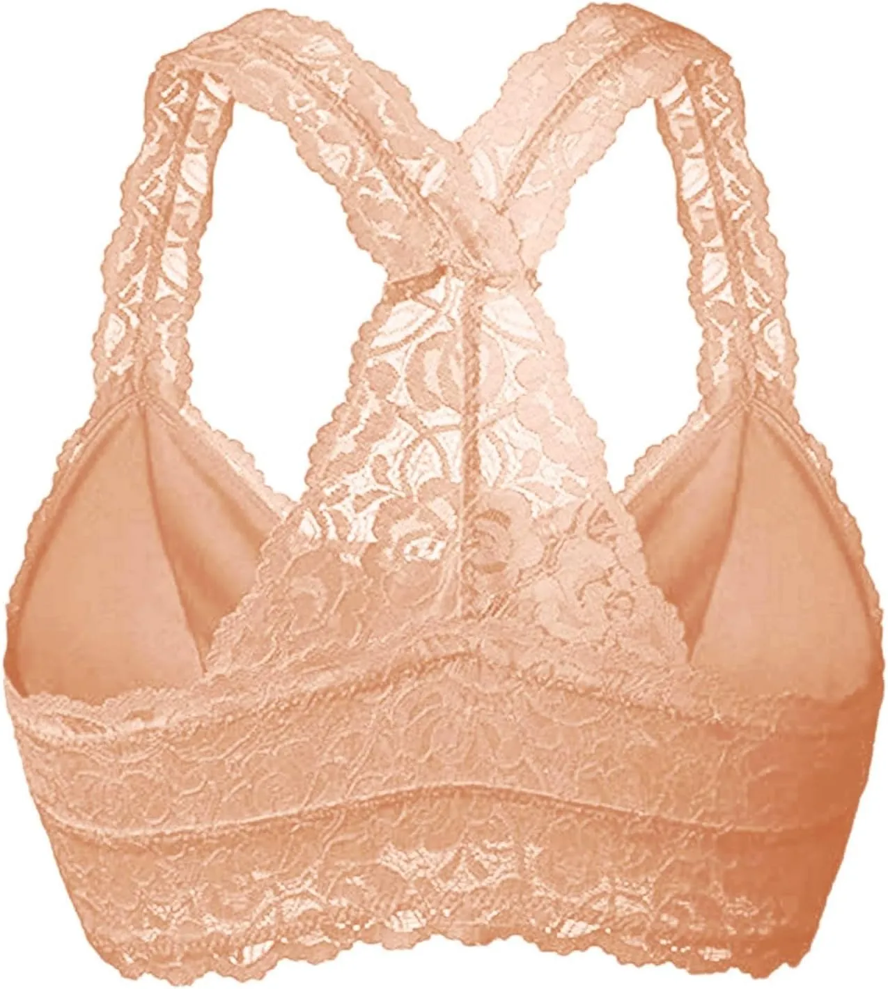 Women Floral Lace Halter Bralette Bra Padded Sexy Racerback Breathable Closure Wirefree Sports Bras