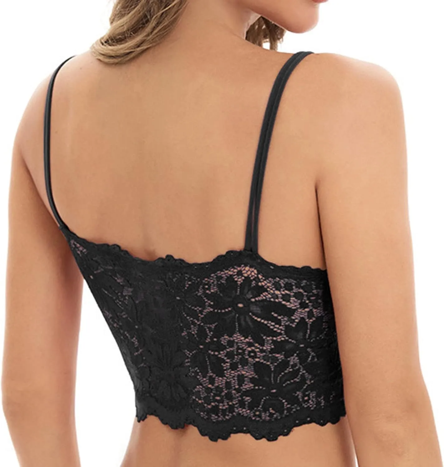 Women Lace Bra Sexy Seamless Breathable Comfortable Bralettes Wireless Bralette Strappy Padded Bandeau Bra Crop Top