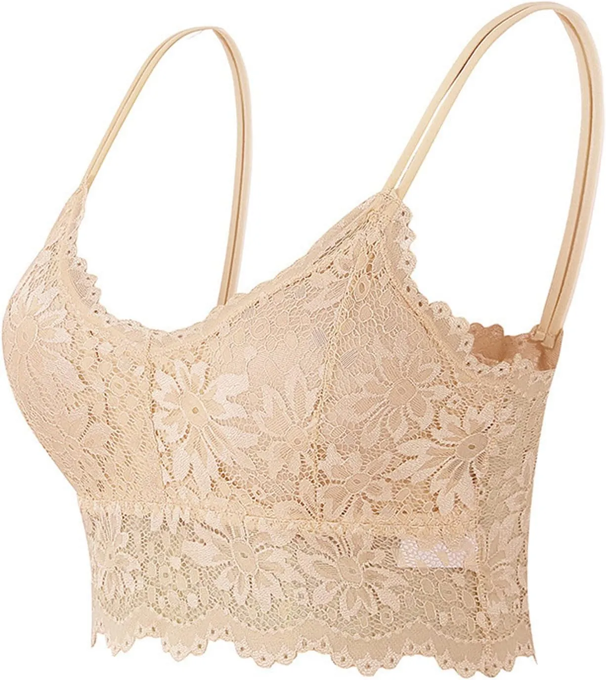 Women Lace Bra Sexy Seamless Breathable Comfortable Bralettes Wireless Bralette Strappy Padded Bandeau Bra Crop Top