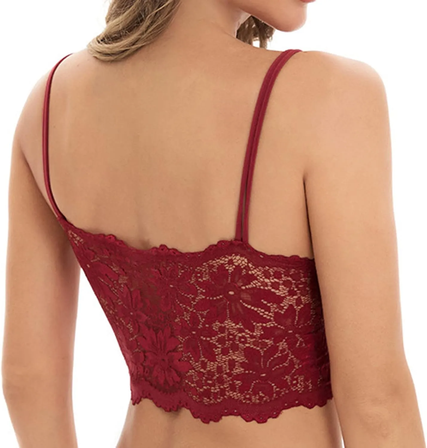 Women Lace Bra Sexy Seamless Breathable Comfortable Bralettes Wireless Bralette Strappy Padded Bandeau Bra Crop Top