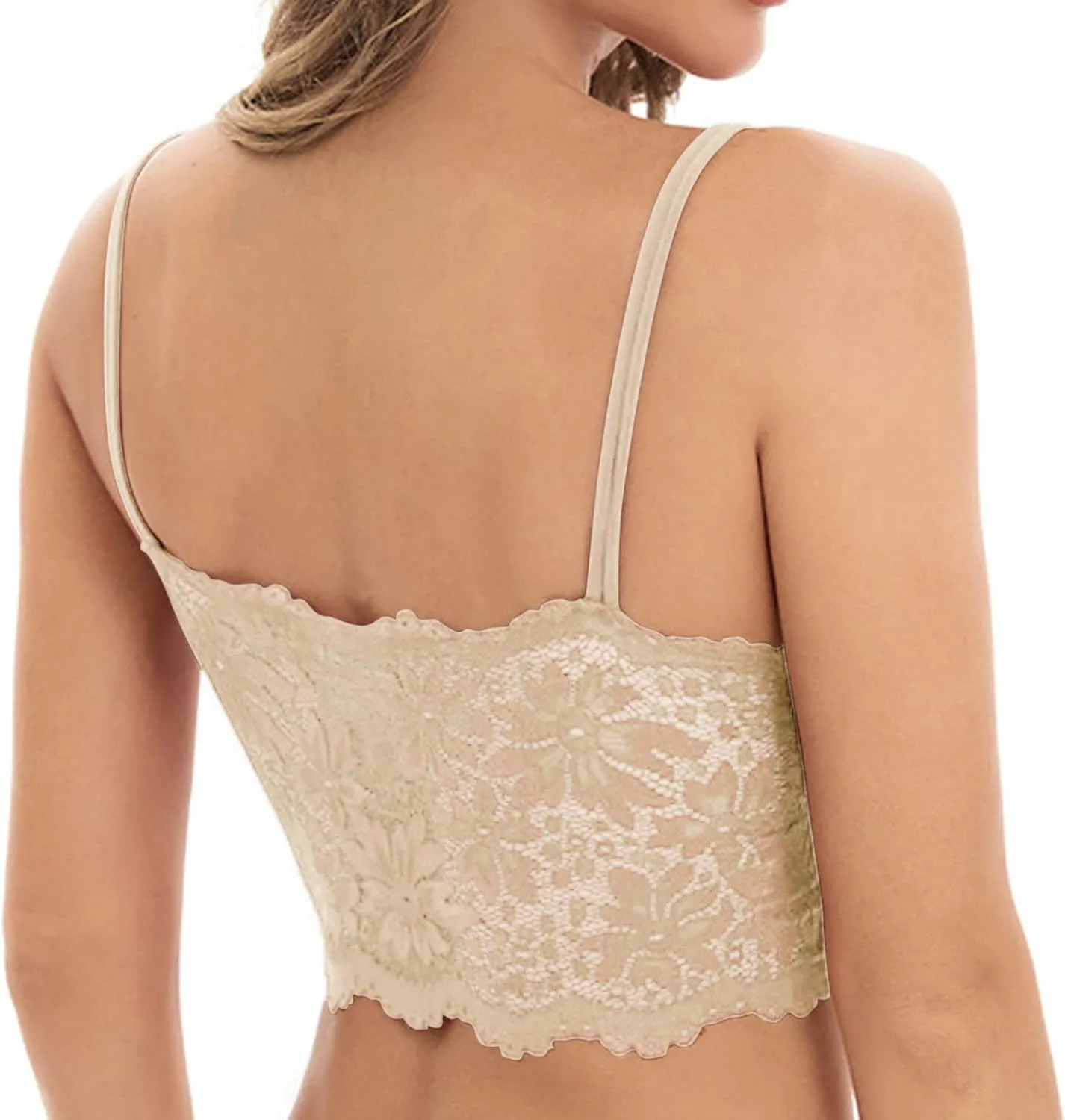 Women Lace Bra Sexy Seamless Breathable Comfortable Bralettes Wireless Bralette Strappy Padded Bandeau Bra Crop Top