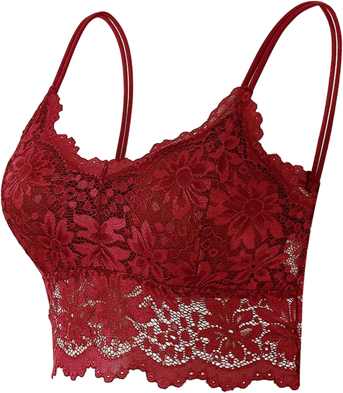 Women Lace Bra Sexy Seamless Breathable Comfortable Bralettes Wireless Bralette Strappy Padded Bandeau Bra Crop Top