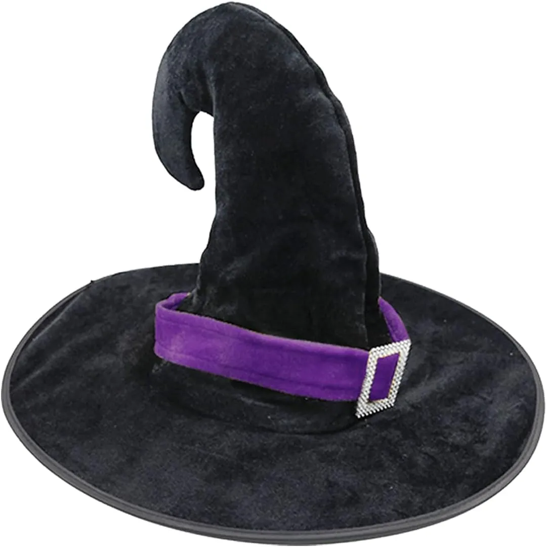 Women Witch Cloak and Hat Costume Set, Velvet Witch Hooded Long Cape Wizard Hat for Halloween Cosplay