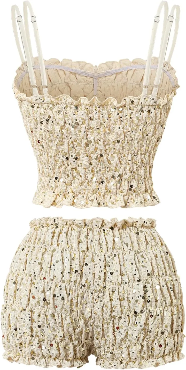 Women's Sequin Camisole Set Party Club Cocktail Casual Set