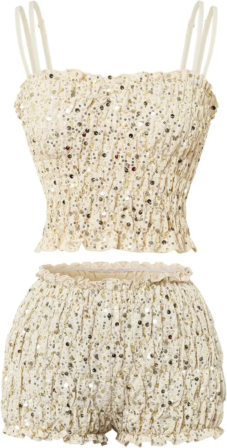 Women's Sequin Camisole Set Party Club Cocktail Casual Set