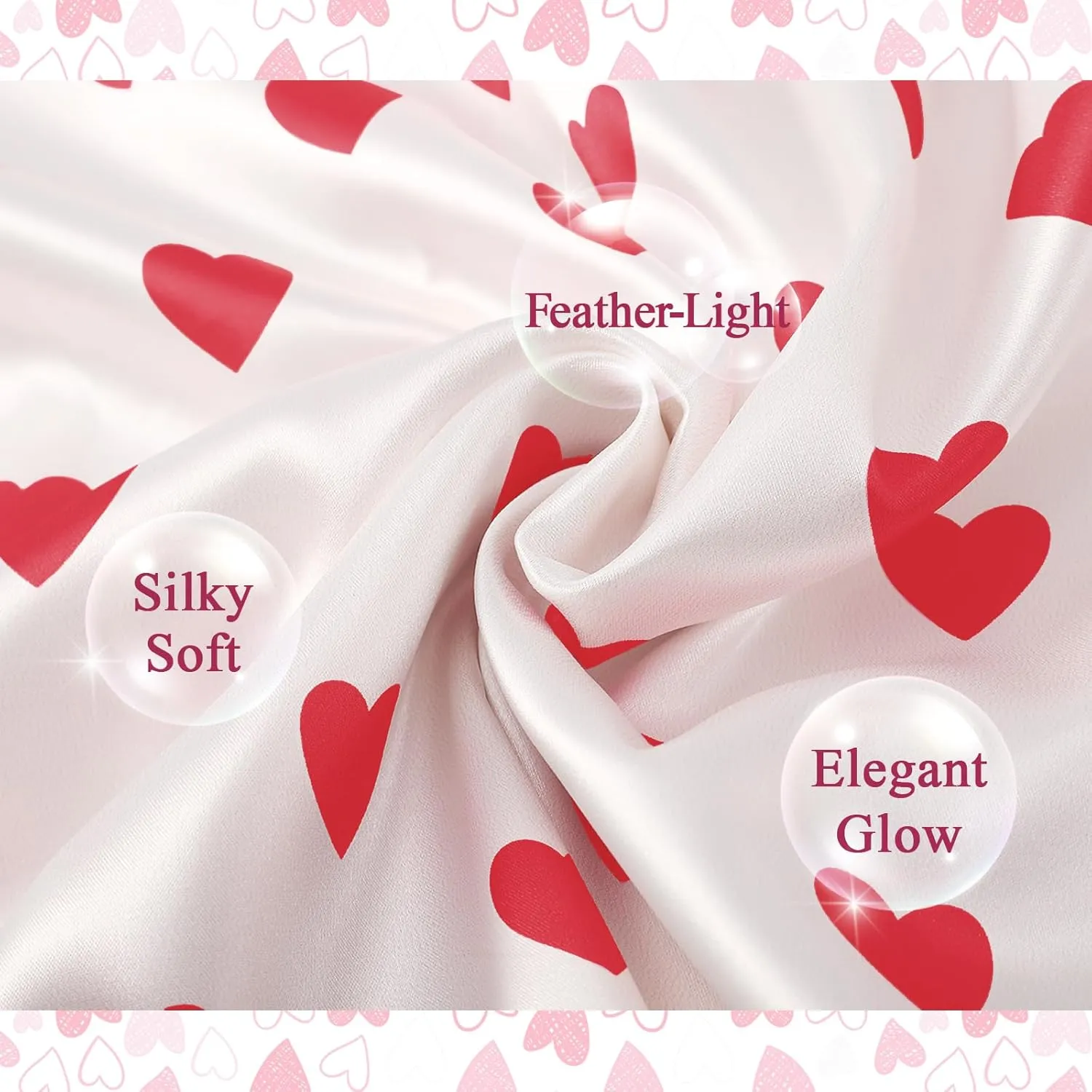 Women's Silk Satin Pajamas Set Pajamas Set Cute Heart Print Button Down Long Sleeve Pjs Set