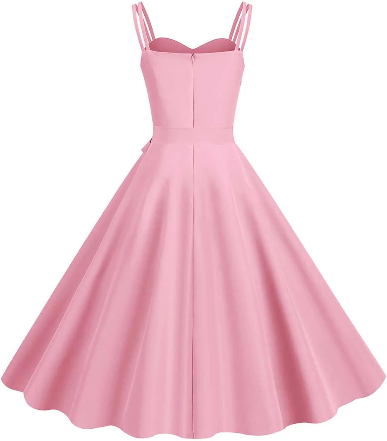 Women's Square Neck Tank Dress Sleeveless Flowy Cocktail Dress Polka Dot Print Vintage Swing Dress 1950s Dresses
