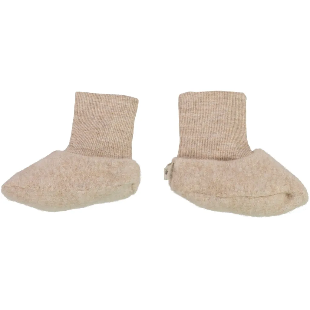Wool Fleece Booties - khaki melange