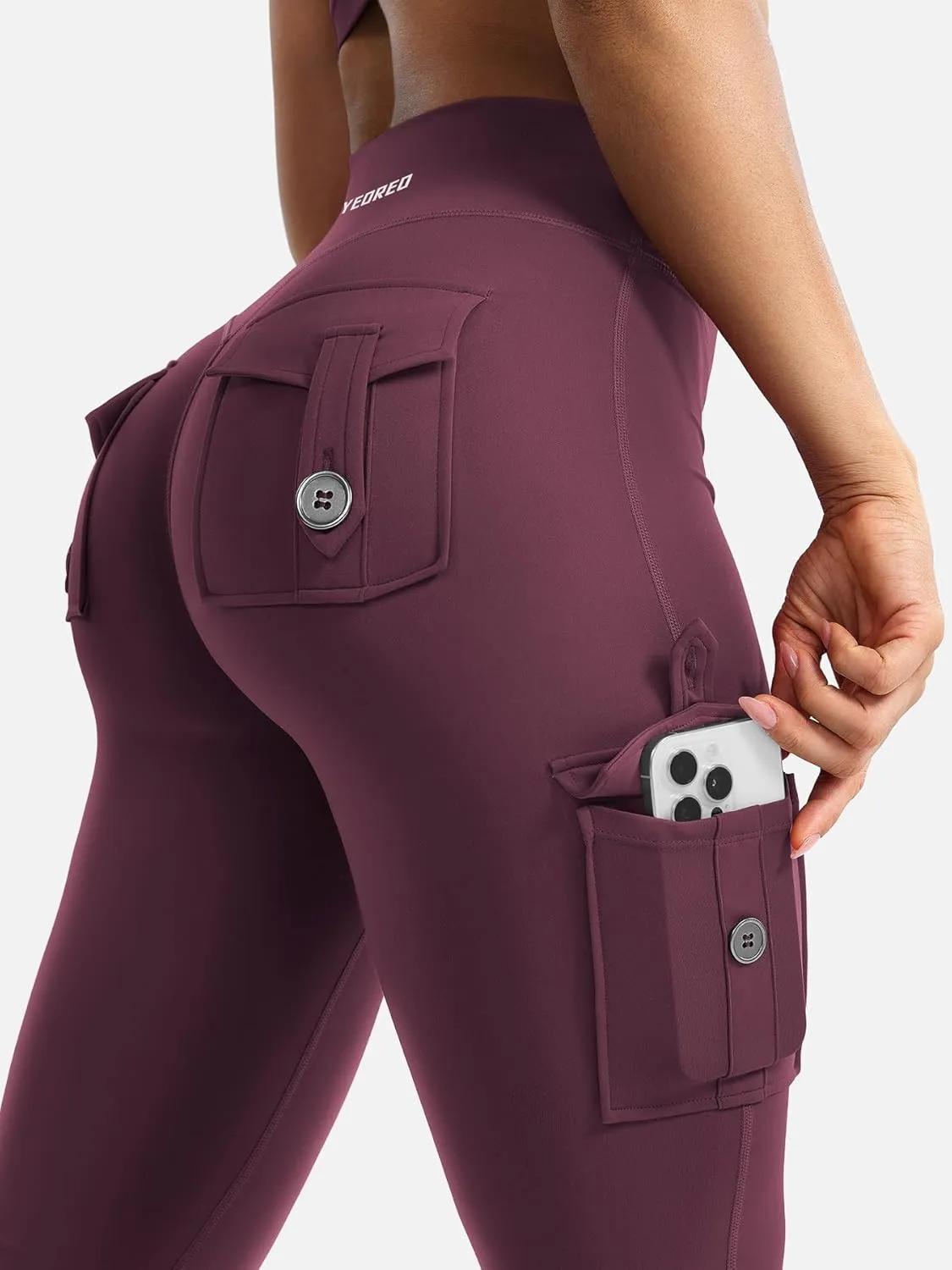 YEOREO CoreFlex Women Workout Flare Leggings with Pockets Hidden Scrunch High Waisted Cargo Gym Yoga No Front Seam Leggings