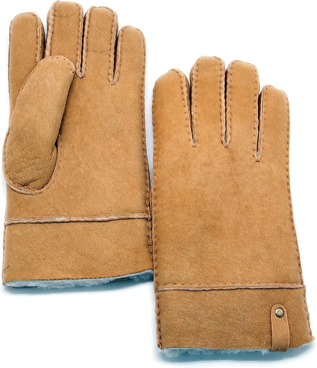 YISEVEN Men's Merino Rugged Lambskin Shearling Leather Gloves Flip Cuff