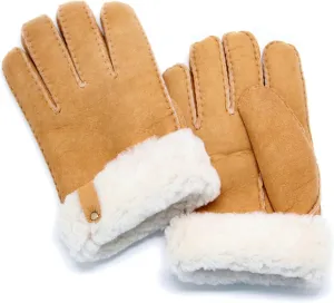 YISEVEN Men's Merino Rugged Lambskin Shearling Leather Gloves Flip Cuff