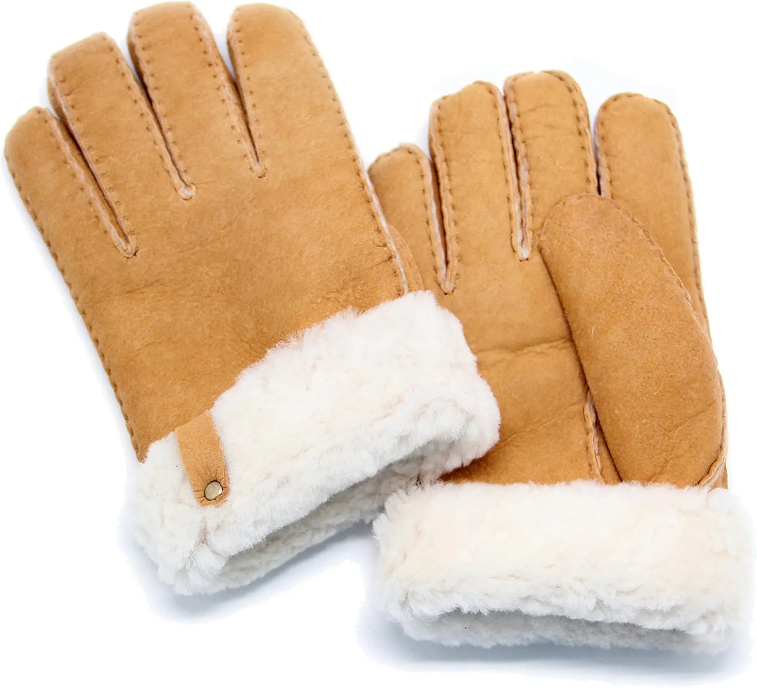 YISEVEN Men's Merino Rugged Lambskin Shearling Leather Gloves Flip Cuff