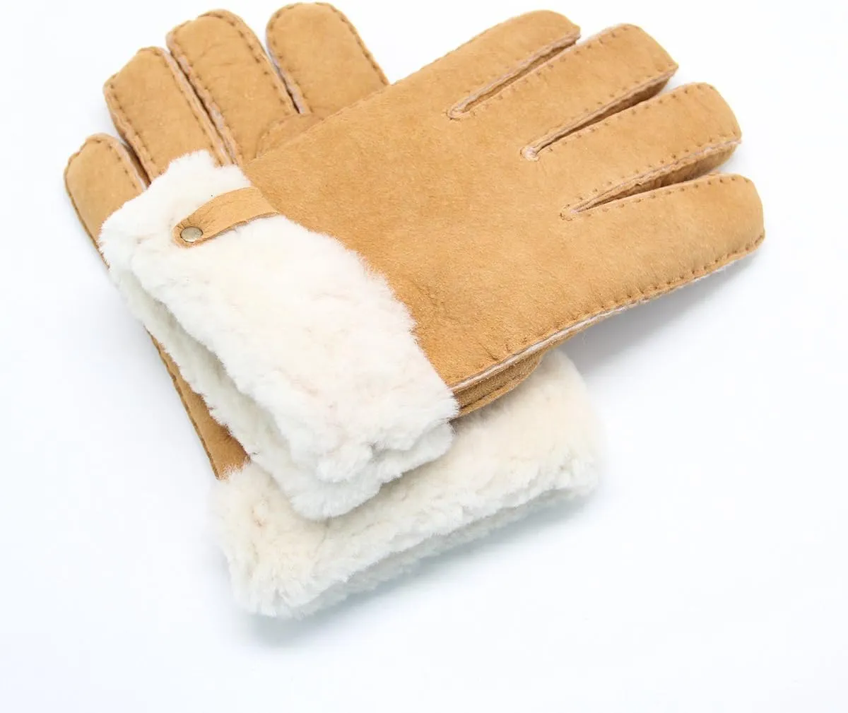 YISEVEN Men's Merino Rugged Lambskin Shearling Leather Gloves Flip Cuff